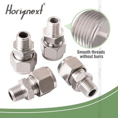 Stainless Steel 304 Compression Fitting 1/8 Inch OD Tube x 1/4 NPT Male 2 PCS