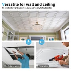 24PACK PVC Drop Ceiling Tiles,24x24in 3D Wall Panels for Office Room Decoration