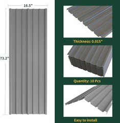 Corrugated Roofing Panels – 10 Pcs, Galvanized Metal Sheets