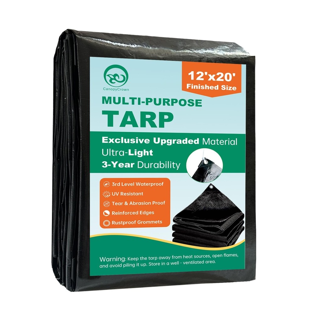 Tarp, 12x20FT Lightweight but Durable Tarp Waterproof with Metal Grommets & R…