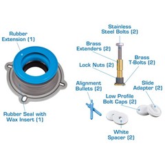 DANCO All-in-One Toilet Installation Kit, Perfect Seal Wax Ring 1 Pack, Blue