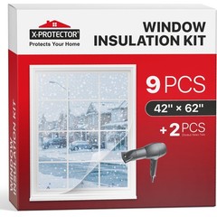 X-Protector Window Insulation for Winter – 42in x 62in (9 Pack), Transparent