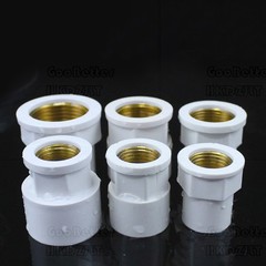 White PVC Water Pipe Fitting Copper Female Thread Connector Adapter 20 25 32 mm