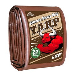 6×8 FT Tarp 22 mil Extreme Heavy Duty Waterproof tarps,Brown&Beige Multipurpo…