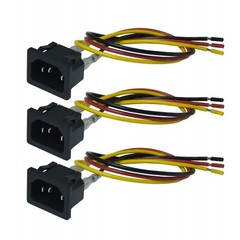 FILSHU IEC320 C14 Panel Mount Plug Adapter AC with 16awg wire (3pcs), black