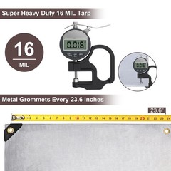Tarp 6x8FT, 16 Mil, Waterproof Tarps Heavy Duty with Grommets Every 23.6″, Th…