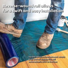 Floor Protection Film, 24-Inch X 200-Foot Roll, 3 Mils, Blue Self-Adhesive Plast