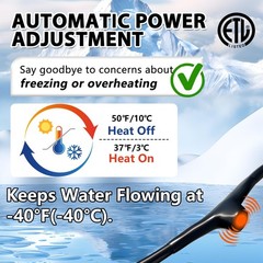 HEATIT JHSF 40ft Self-Regulating Heat Cable for Pipe Freeze Protection, Energy-S