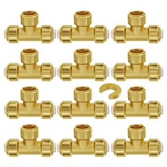Pipe Fittings 1/2″ X 1/2″ X 1/2″ 12PCS Push-Fit Tees Brass Fittings