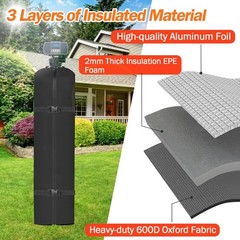 Water Softener Cover Outdoor Insulated, 3 Layers 9”D x48”H, Black