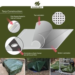 Thick Camping Tarp 12′ x 20′ 9-mil Shelter Waterproof Tarps for Boat Pool Green