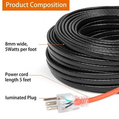 30FT 3~200FT Heat Tape for Water Pipes, -40°F Deicing Heating Cable, Freeze