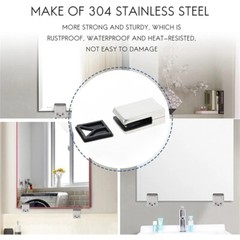 8Pcs Square Glass Clamps Brushed Nickel 64x42x24mm for Glass Shelves Bathroom