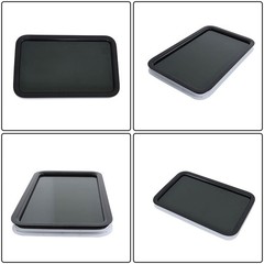 RV Door Window 12x21in Black White Frame Clear Tempered Glass DOT Certified