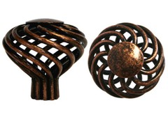 Antique Copper Machined Birdcage Kitchen Bathroom Cabinet Knob 1 5/8″ (40mm)