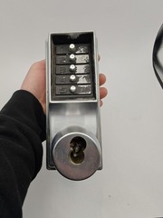Mechanical Keypad Lockset Commercial Door Self Closing Silver Polished Metal