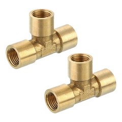 Brass Tee Pipe Fitting, G1/8″ x G1/8″ x G1/8″ 3 Way T-Connector, 2pcs