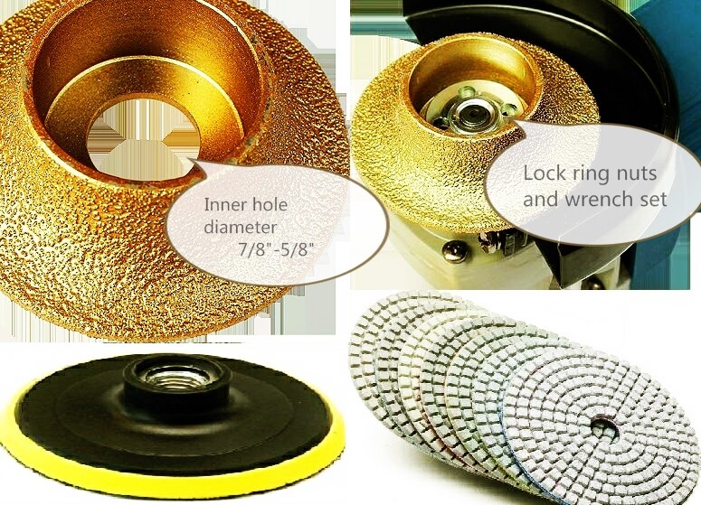 B5 Diamond Bullnose Router Bit Kit 5″ Polishing Pad Backer Granite Marble quartz