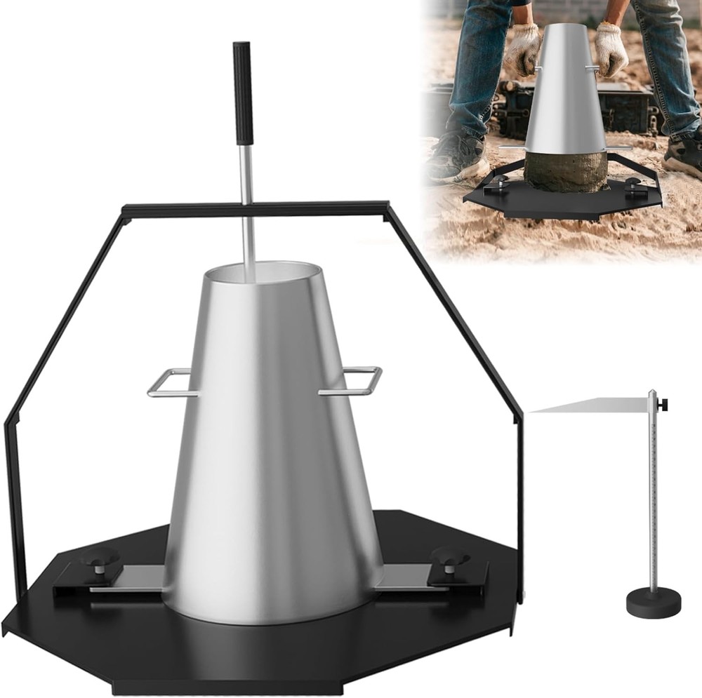 Concrete Slump Cone Test Kit, Heavy-Duty Slump Cone 12”L x 8”W Standard Size