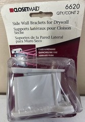 ClosetMaid 6620 Side Wall Brackets for Drywall Shelving Support QTY 2 White NEW