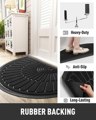 tchdio Door Mat Outdoor Indoor Entrance Doormat-Semicircular Durable Rubber N…
