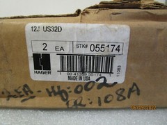 New! Qty (2) Hager 12J Pull, Satin Stainless Steel 055174