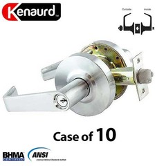 10 NEW Kenaurd Grade 2 Commercial Lever Entry Locksets Satin Crome 2 3/4 Backset