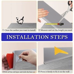 Lsgcq Flexible Baseboard Molding Trim 4 Inch X 20 Feet Self-Adhesive Vinyl Wall
