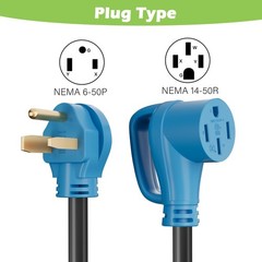 Elecan NEMA 6-50P to 14-50R EV Charger Adapter Cord, 50 Amp 3