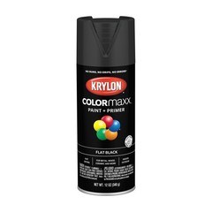 Krylon ColorMaxx 12 Oz. Flat Spray Paint, Black – 1 Count (Pack of 1),