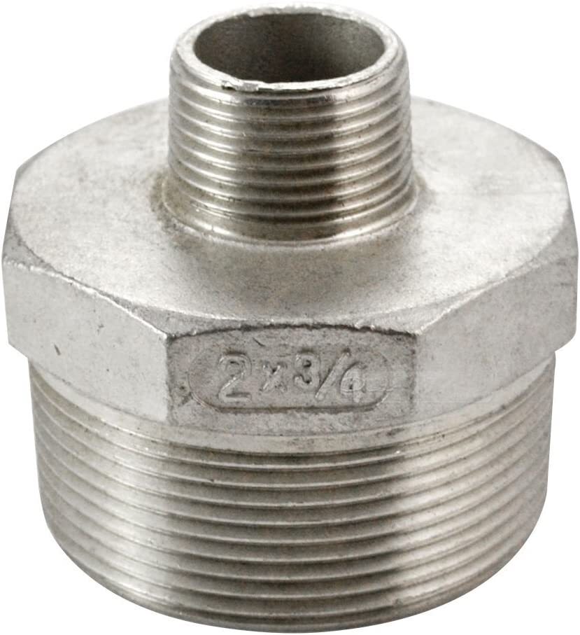 2″ to 3/4″ Male NPT Hex Nipple Pipe Fitting Reducer Reducing Adapter Stainless