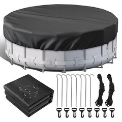 Windproof Circular Pool Cover with Accessories For Ground Pool 21Ft Diameter