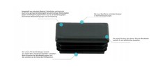 10x Rectangular Tube Lamellar Plug 25×45 mm Black End Caps Plastic