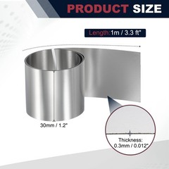 1.2in x 3.3ft Stainless Steel Flashing Roll, 0.3mm Metal Roof Panels