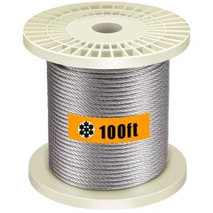 1/8 inch T316 Grade Stainless Steel Wire Rope Cable (1 Roll of 100 Feet)