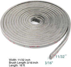 Felt Pile Weather Stripping 11/32 inch x 3/16 inch x 16 ft, Sliding Windows and