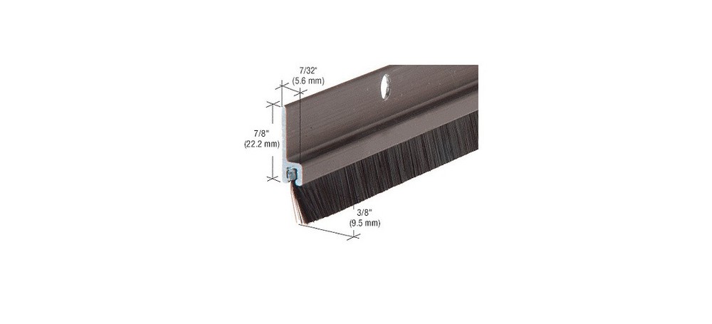 96″ Extruded Dark Bronze Anodized and Nylon Brush Door 11/32″ Bristle Weathers