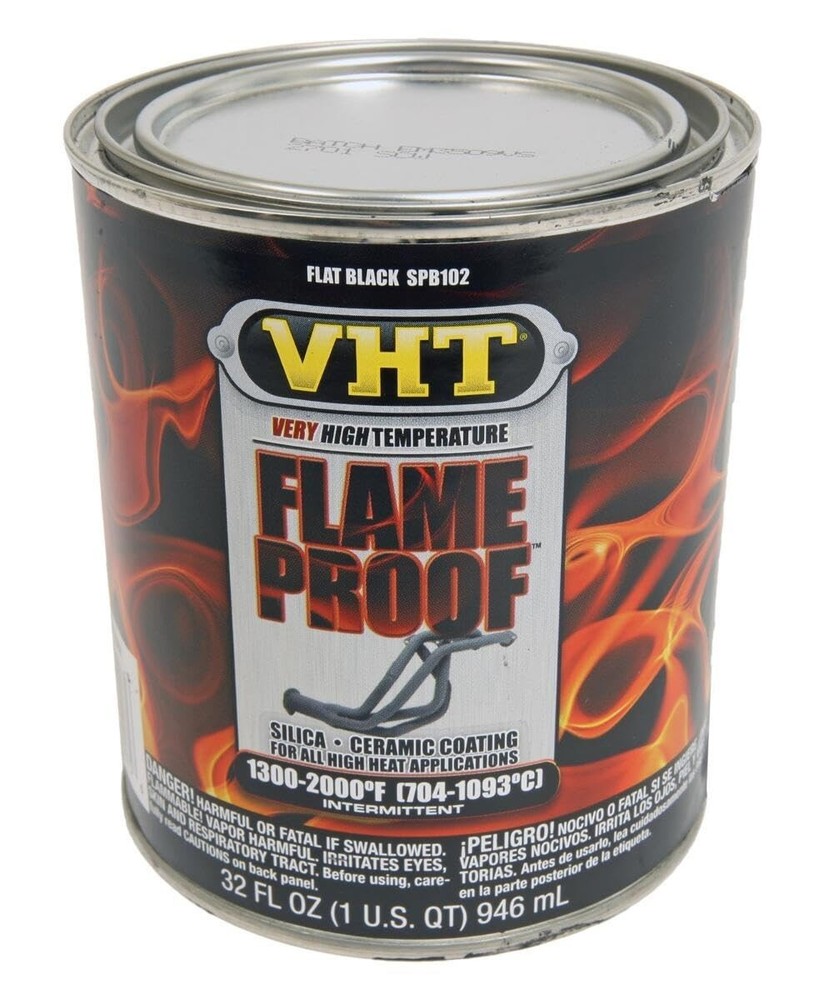 Flameproof Coating Flat Black Quart – High Heat Resistant Paint, 32 oz.