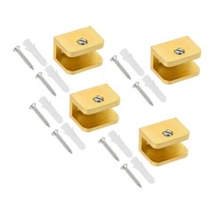 4Pcs Glass Clamps with Stainless Steel Screws Brushed Gold for 10mm-12mm Glass