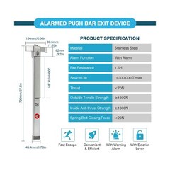 IRONWALLS Push Bar Panic Exit Device with Alarm & Exterior Lever, 70cm/27.5̶