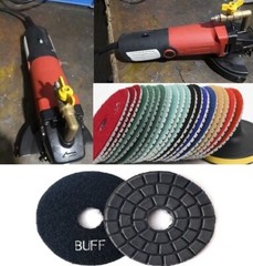 16PCS Wet Polisher Diamond Tool Kit w/ V30 Router Bit Granite Marble Stone