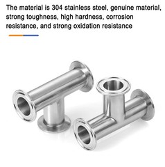 Sanitary Tri Clamp 3 Way Tee A2/A4 Stainless Steel Fitting Connector Φ19-159mm