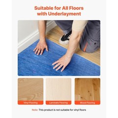 Floor Underlayment 400 sq. ft, 3mm Laminate Flooring Padding with Attached Vapo