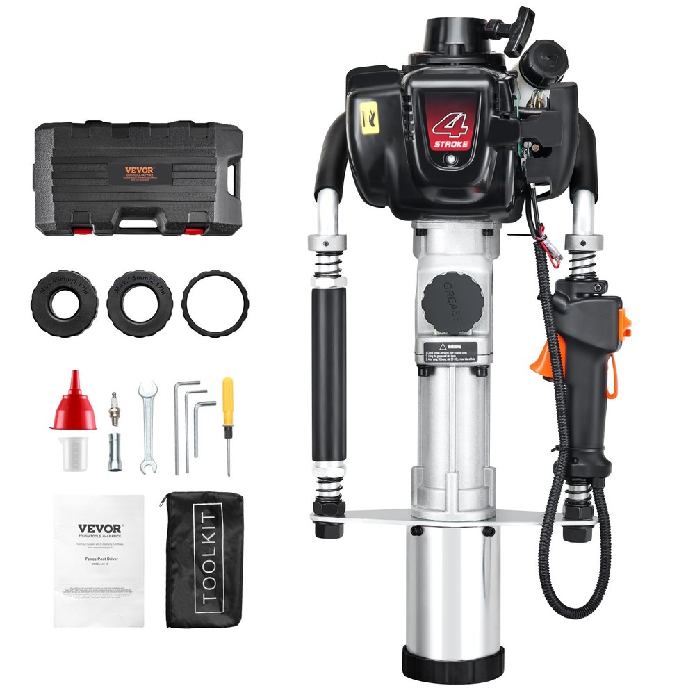 37.77cc Gas-Powered T Post Driver,4-Stroke Engine Gasoline Fence Piling Pounder,
