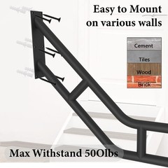 Ironlux 25 U-Shaped Handrails For Outdoor 1-3 Steps Upgraded Bent Black Wall