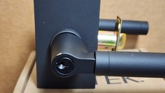 Emtek 5123US19.KLSUS19.KNUS19. Knurled Modern Rectangular Black Door Handle