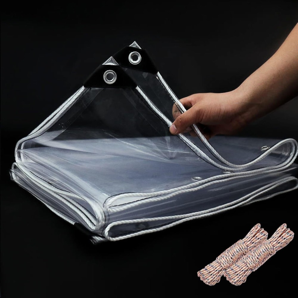 12’x12′ 20 Mil Heavy Duty Clear Vinyl PVC Tarp,UV Resistant Glass Tarps Trans…