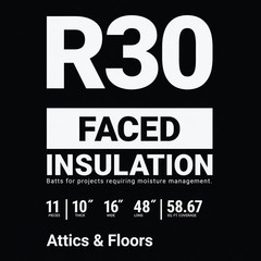 R-30 Kraft Faced Fiberglass Insulation Batt 16 in. x 48 in. (1-Bag)