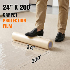 3Mil Carpet Protection Film 24″ X 200′ ，Self-Adhesive Plastic Carpet Protection