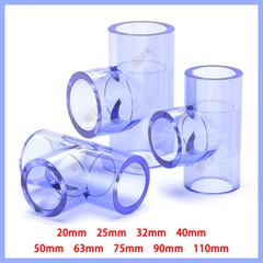 Clear PVC Tee T Piece Connector Adhesive Pipe Fittings ID 20-110mm Aquarium Pond